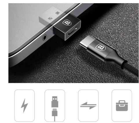 ADAPTADOR BASEUS OTG USB MACHO A TIPO C HEMBRA 