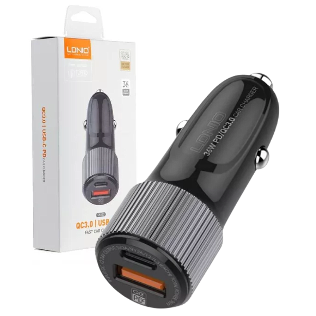 CARGADOR VEHICULAR 60W TIPO C LDNIO CON CABLE 