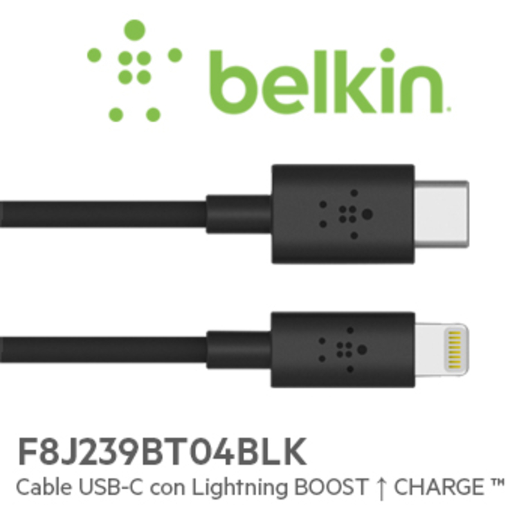 CABLE BELKIN TIPO C A LIGHTNING NEGRO