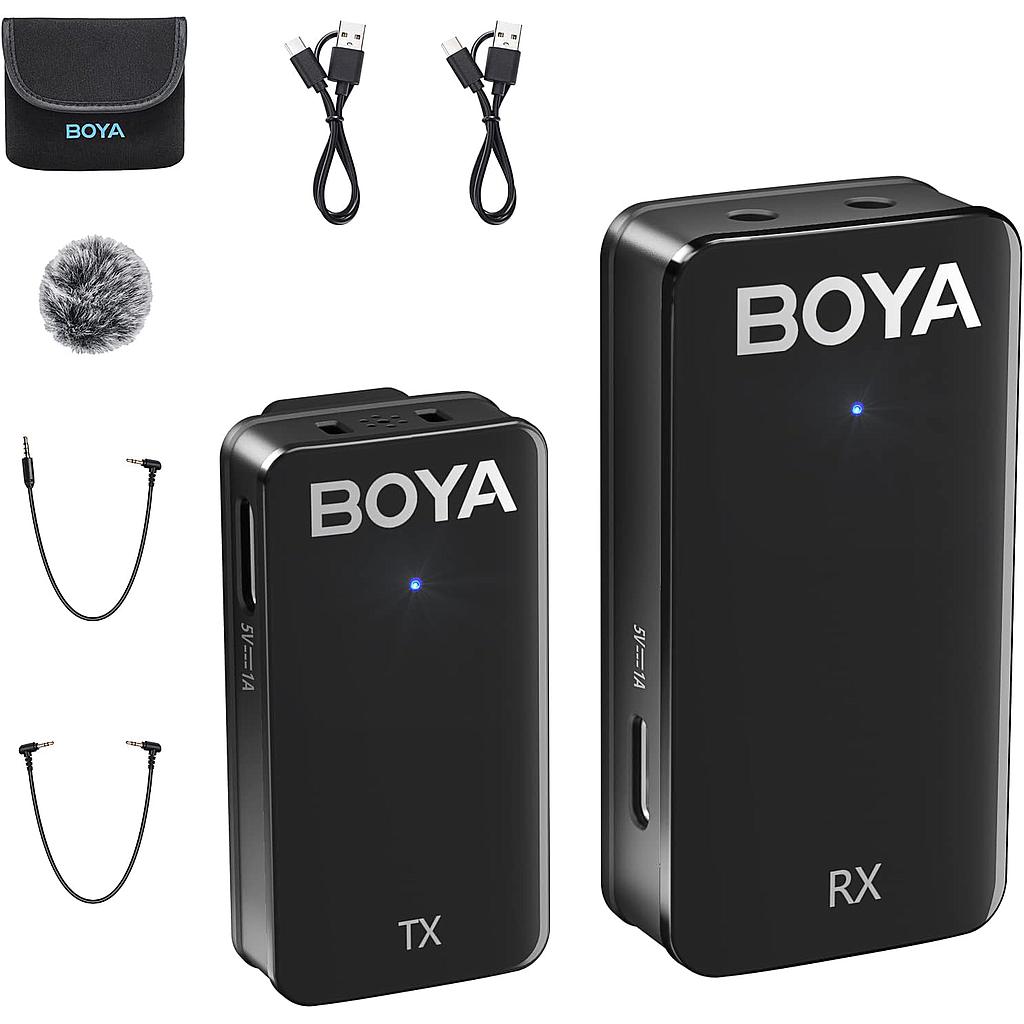 BOYA MICROFONO INALAMBRICO RECARGABLE SALIDA 3.5 TRS Y TRRS