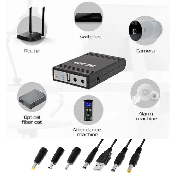 FORZA DC-140USB PORTABLE DC UPS y cargador portátil de 14W salidas de 5/9/12VCC