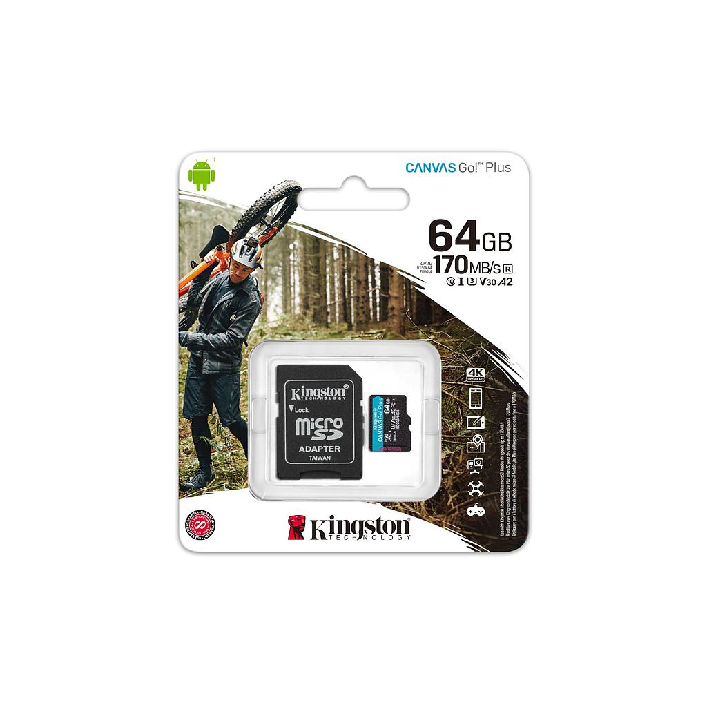 MICRO SD KINGSTON CANVAS go plus 64GB V30 170MB/S