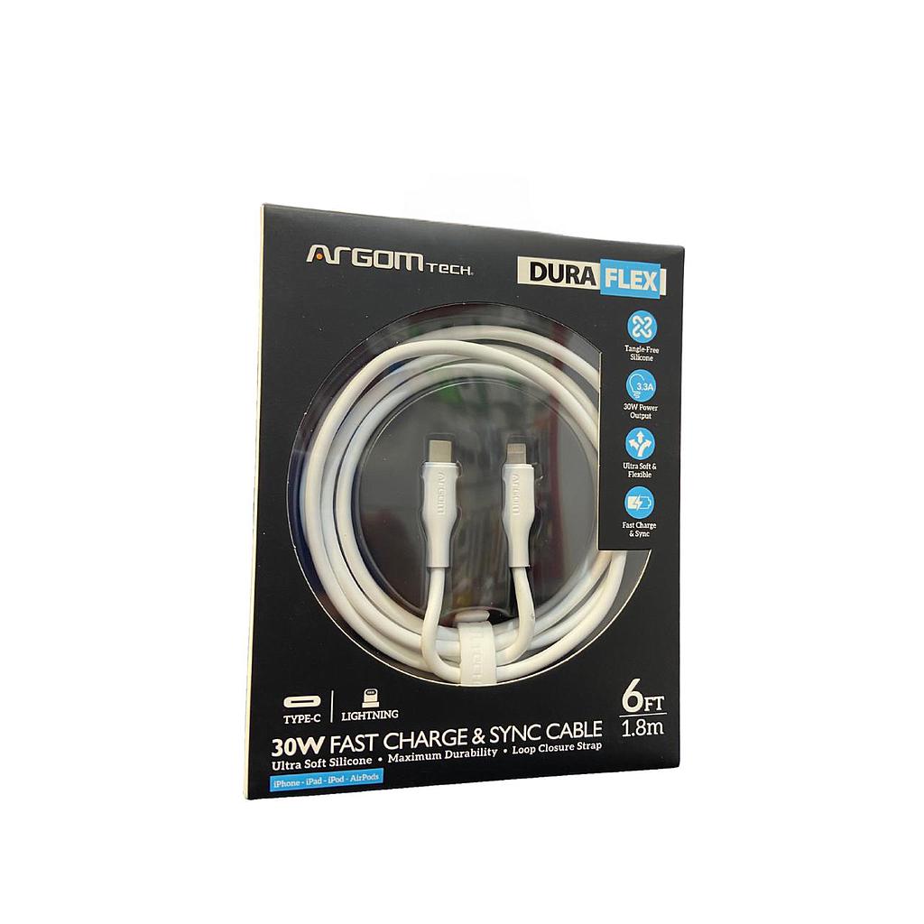CABLE ARGOM 30W TIPO C A LIGHTNING 1.8M