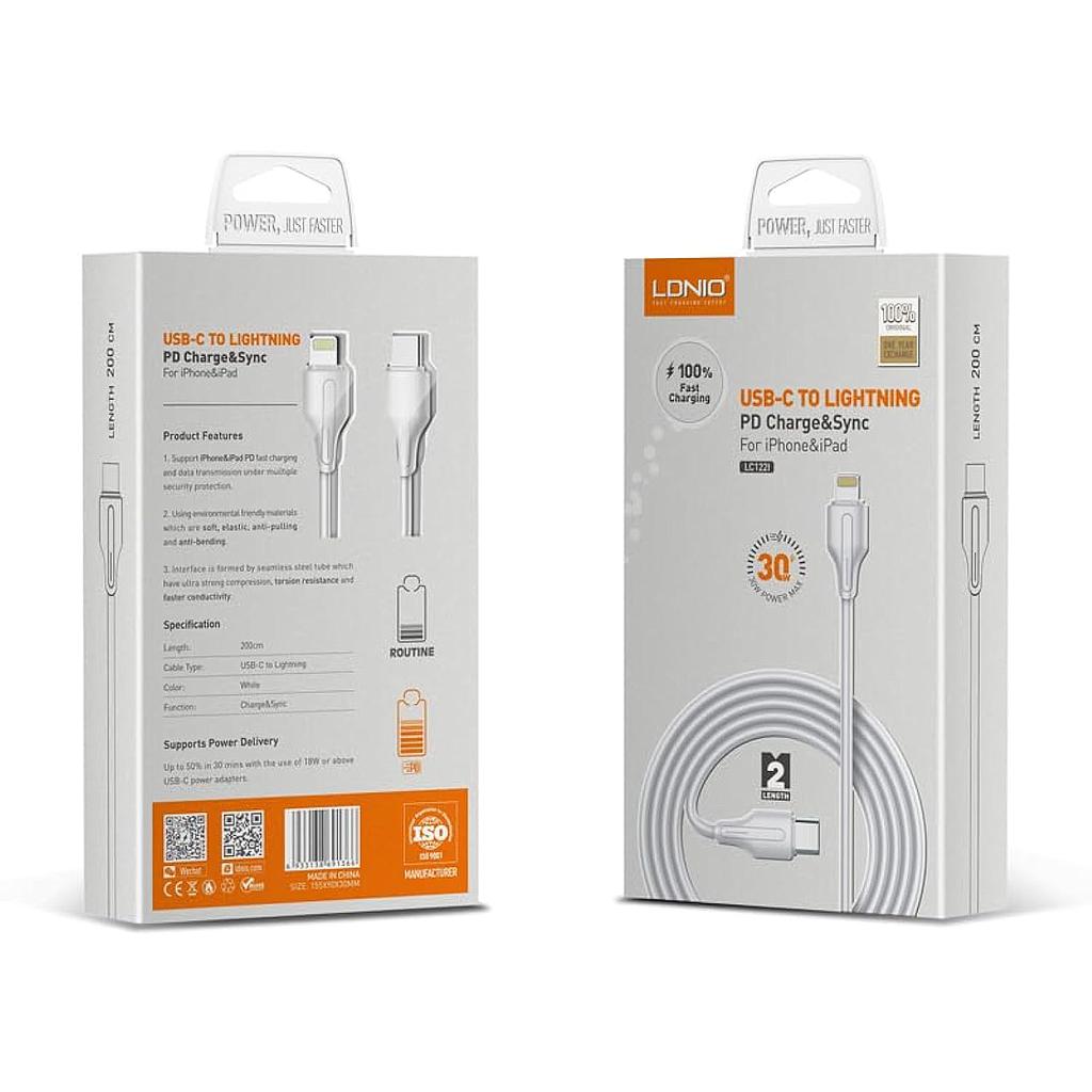 CABLE LDNIO USB-C A LIGHTNING LS542 2M